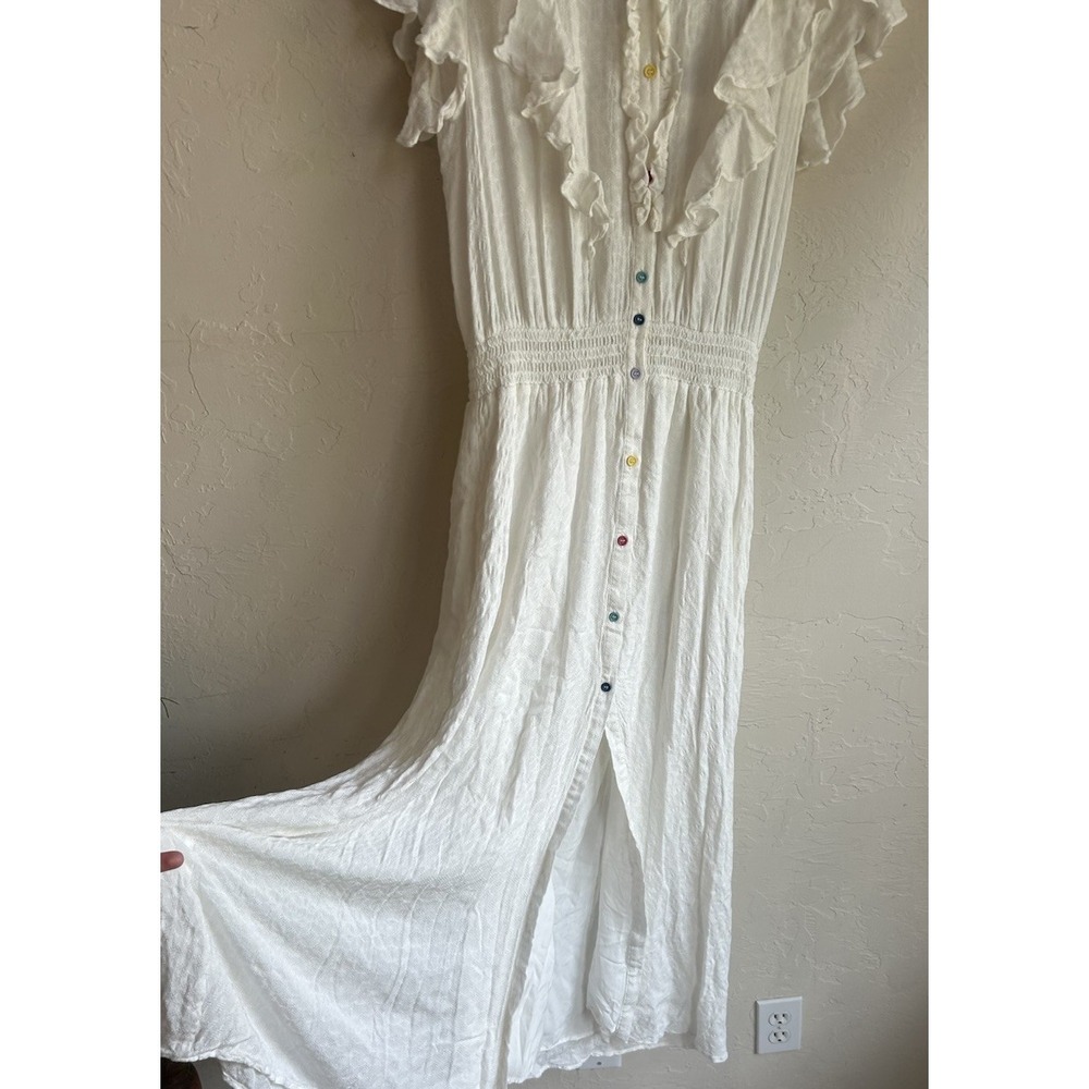 Cream Ruffled Button-Front Midi Dress - Picture 4 of 11